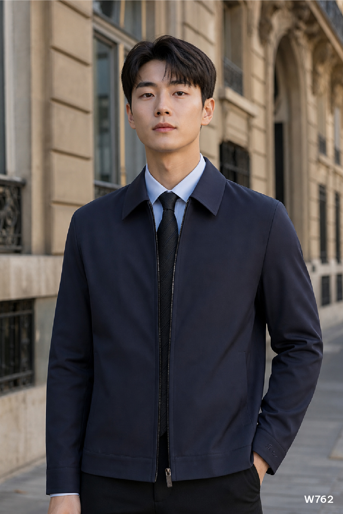 Áo jacket nam cao cấp Santino màu navy | W762